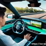 자동 조종 시스템 및 오토파일럿 - **Prompt:** A visually compelling depiction of the evolution of driving autonomy, shown through a tr...