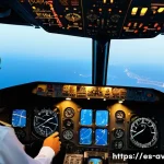 항공기 항법 및 항행시설 - A professional pilot in a modern cockpit, attentively monitoring traditional flight instruments incl...